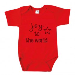 Kerst rompertje rood joy to the world zwart